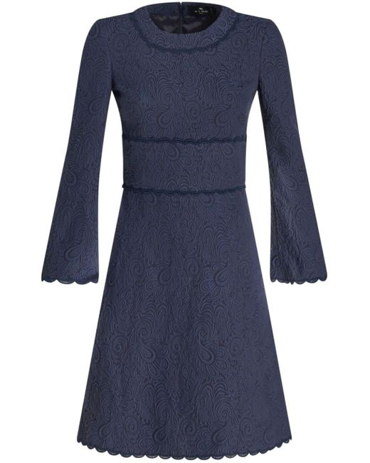 Etro Blue Paisley-jacquard Cotton-blend Dress