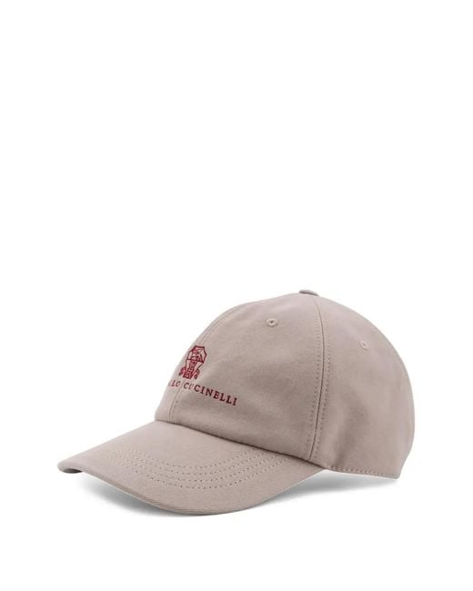 Brunello Cucinelli Gray Logo Baseball Hat for men