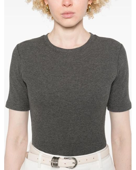 Samsøe & Samsøe Gray Fine Ribbbed T-Shirt