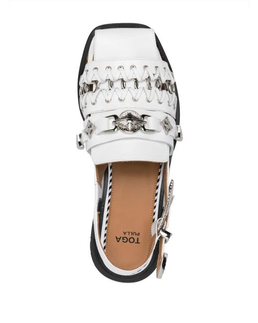 Toga White Sandalen Mit Silberfarbenen Nieten