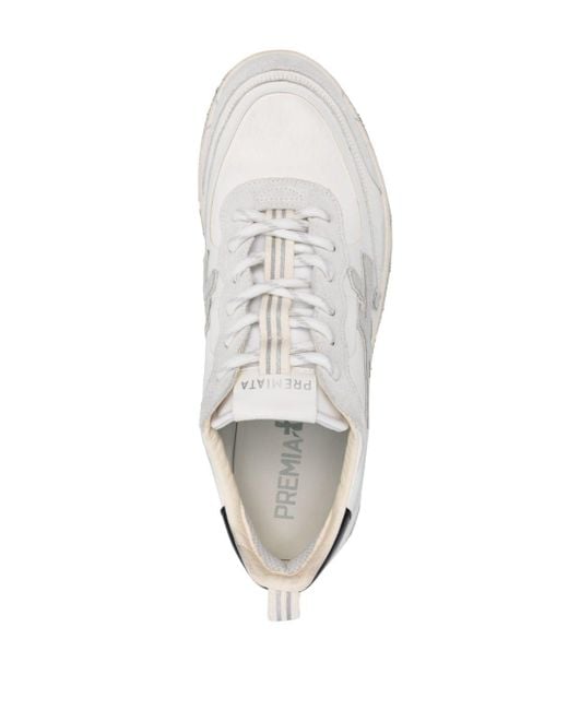 Zapatillas bajas con aplique del logo Premiata de hombre de color White