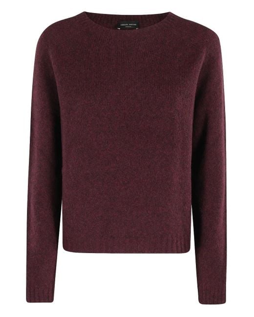 Roberto Collina Trui Met Ronde Hals En Lange Mouwen in het Purple