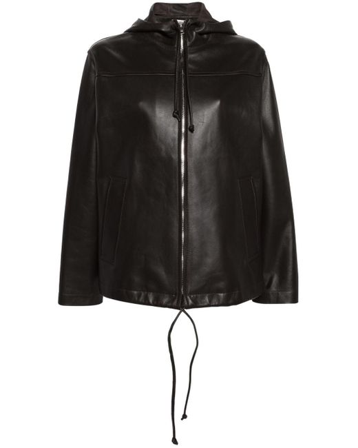 Bottega Veneta Black Hooded Leather Jacket - Women's - Cotton/lambskin