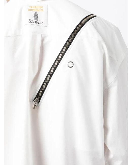 TAKAHIROMIYASHITA The Soloist White Zip-Detail Long-Sleeved Shirt for men
