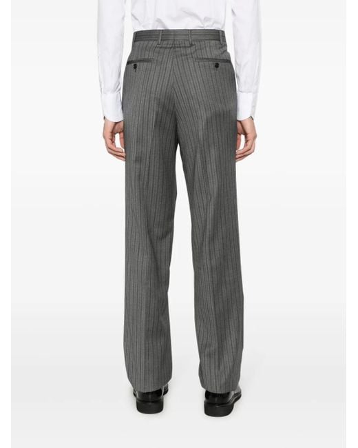 Canali Gray Pinstripe-Pattern Wool Trousers for men