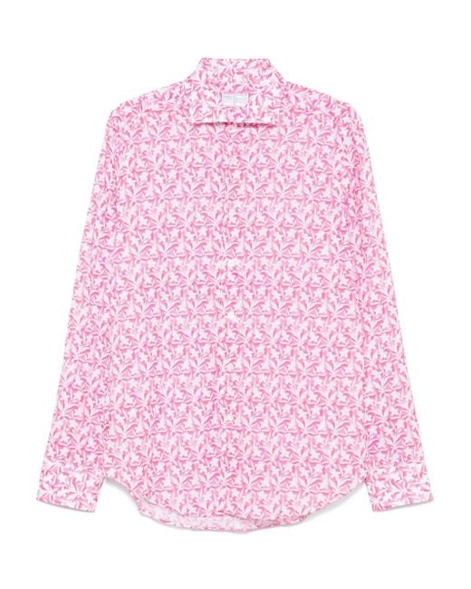 Fedeli Overhemd Met Bloemenprint in het Pink voor heren