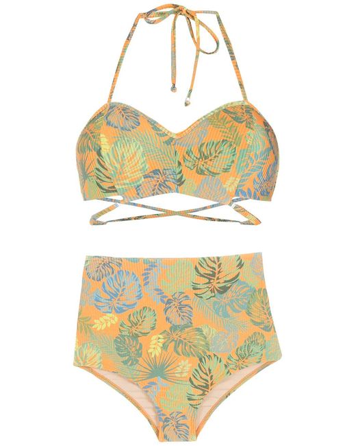 Amir Slama Yellow Bikini Imprimé À Taille Haute
