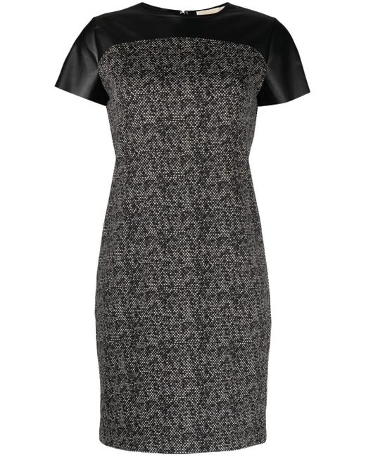 Michael Kors Black Panelled Faux-Leather Minidress