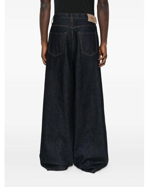 Uma Wang Blue Logo-Patch Jeans for men