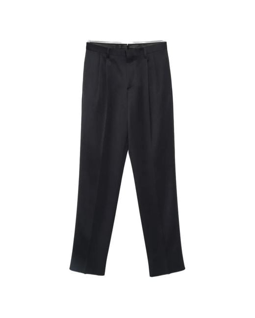 Lardini Blue Pleated Straight-Leg Trousers for men