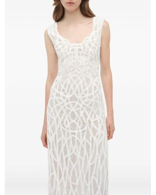 Jonathan Simkhai White Leonora Macramé Midi Dress