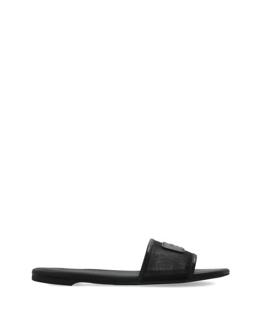 Kate Spade White Breezy Mesh-Strap Sliders