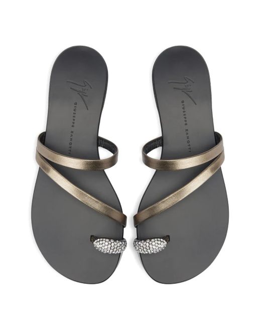 Giuseppe Zanotti Metallic Febe Crystal-Embellished Leather Sandals