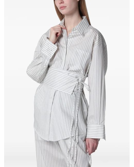 Rohe Gray Striped Belted Shirt