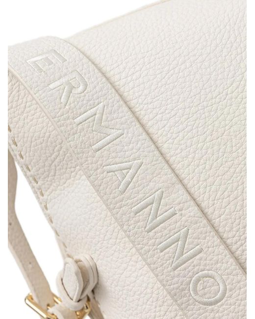 ERMANNO FIRENZE White Logo-Plaque Pebbled Tote Bag