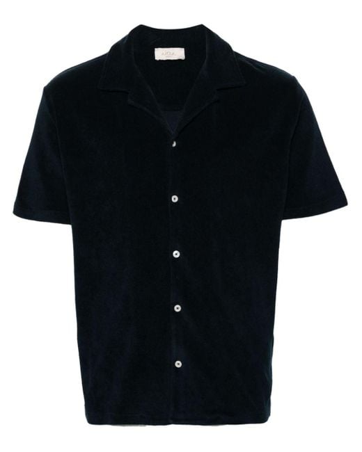 Altea Black Harvey Towelling-finish Shirt for men