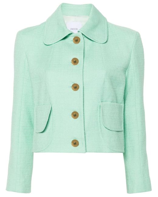 Patou Green Cropped-Jacke Aus Tweed