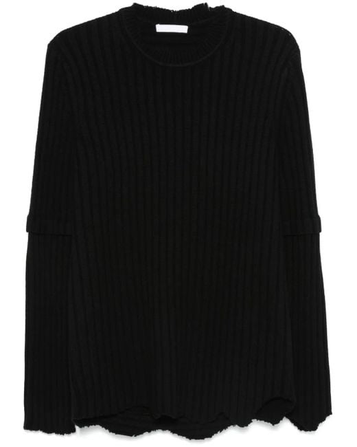 Helmut Lang Black Ribbed-Knit Sweater