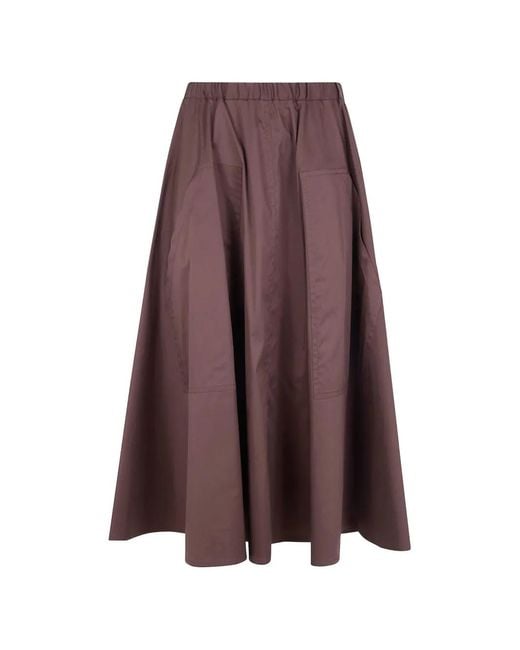 DR. HOPE Brown Elasticated-Waist Patch-Pocket Skirt