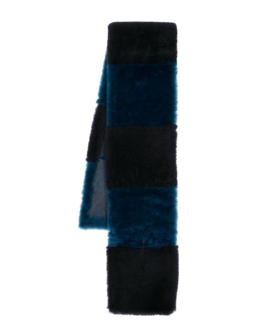 Paul Smith Blue Panelled Shearling Scarf