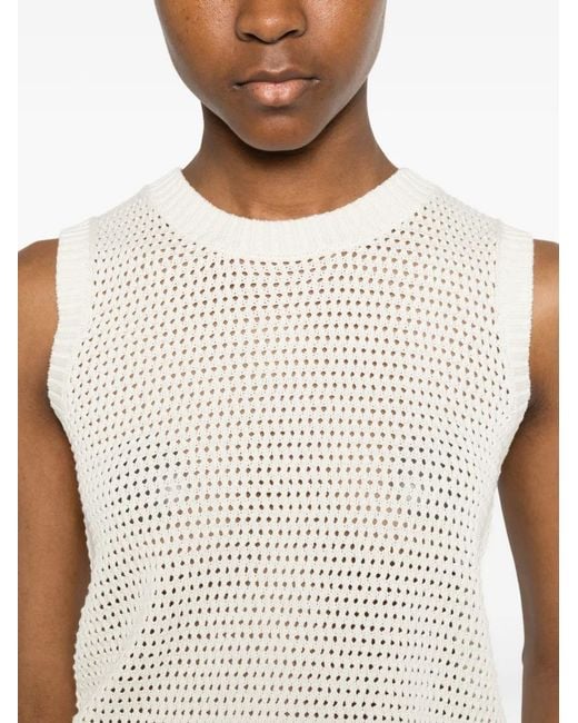 Herno White Perforated-Knit Top