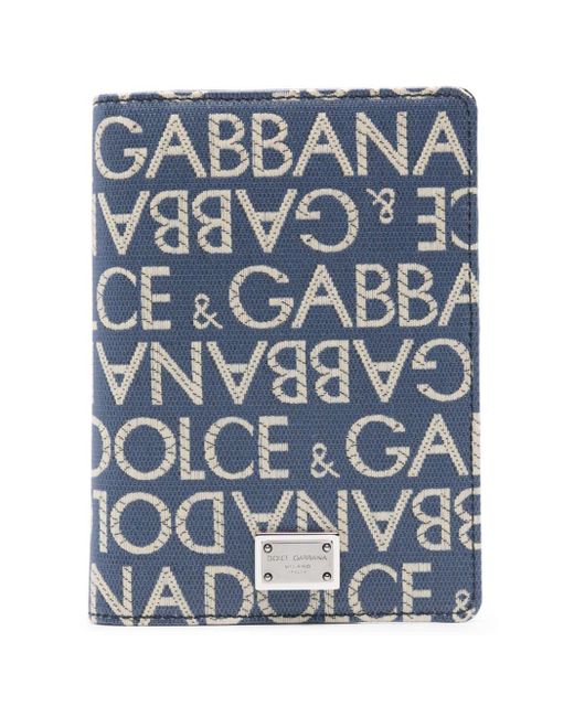 Dolce & Gabbana Blue Jacquard-logo Motif Cardholder for men