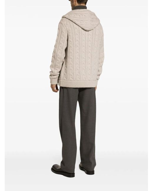 メンズ Dolce & Gabbana ケーブルニット パーカー Natural
