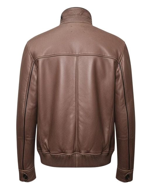 Brunello Cucinelli Brown Leather Jacket for men