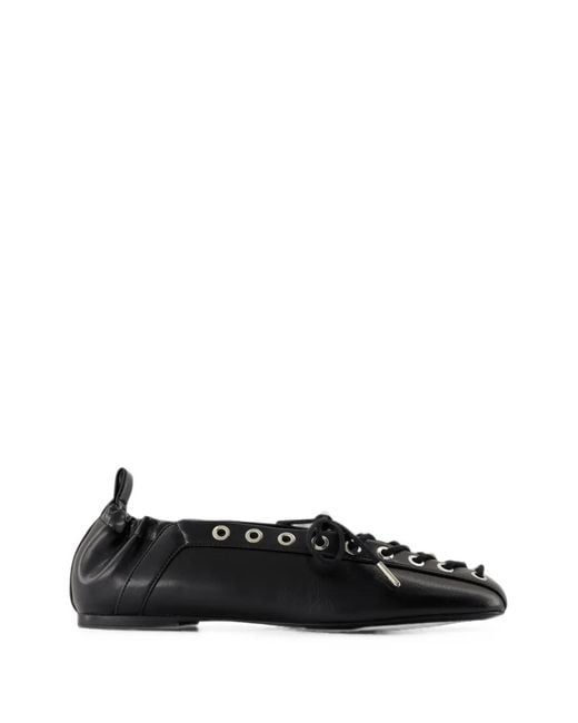 Ganni Black Ballerinas Eyelets