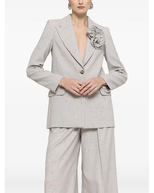 Nissa White Floral Detail Blazer