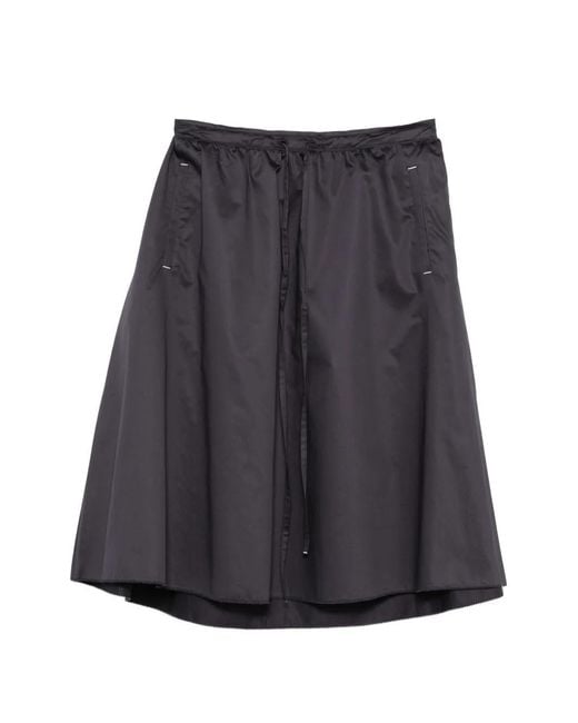 Low Classic Gray Drawstring Cotton Midi Skirt