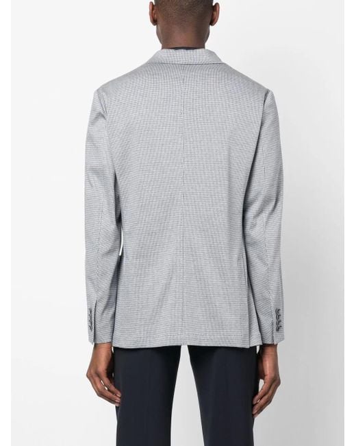 Canali Blue Check-Pattern Single-Breasted Blazer for men