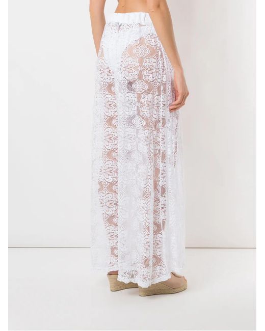 Amir Slama White Wide-Leg Lace Trousers