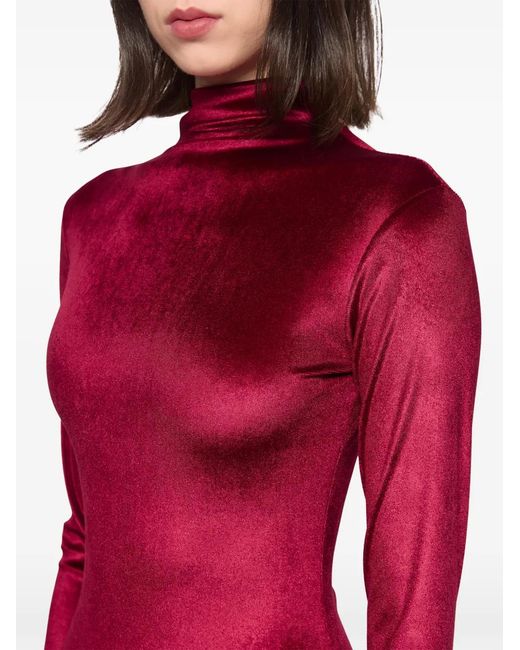 Atu Body Couture Red Velvet Long-Sleeve Maxi Dress