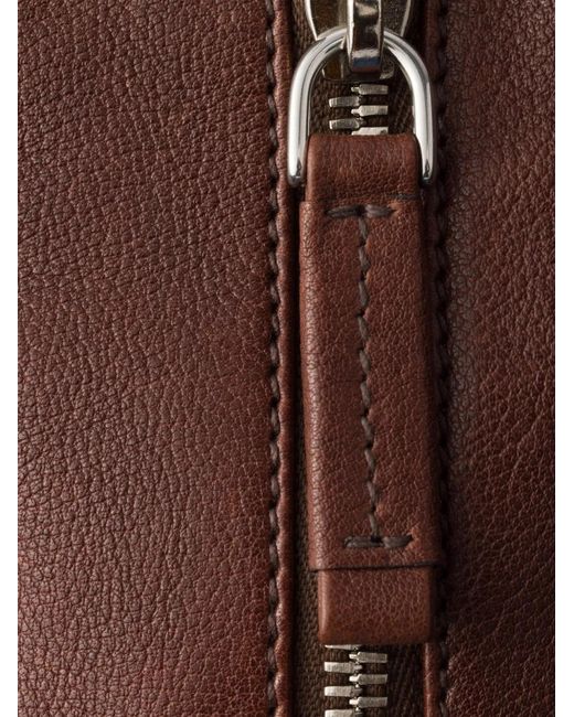 Prada Brown Large Leather Zip Tote Bag