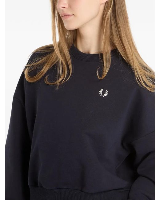 Fred Perry Blue Logo-Embroidered Tipped-Cuff Sweatshirt