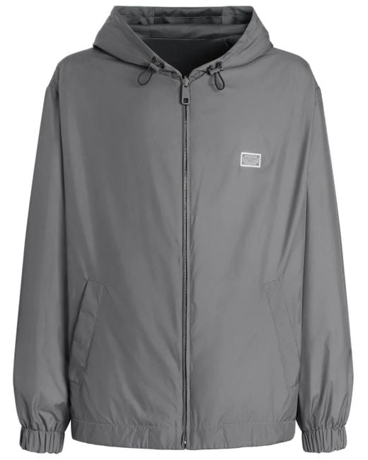 Dolce & Gabbana Gray Logo-Plaque Bomber Jacket for men