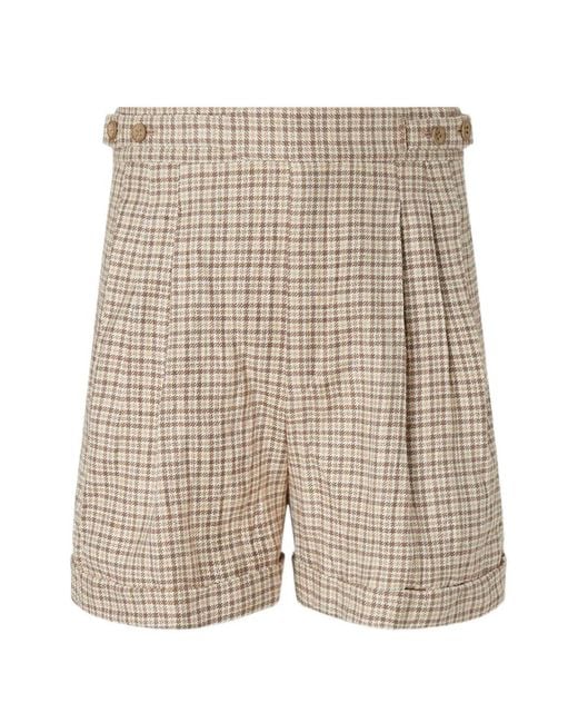 Zegna Natural Button-Detail Pleated Silk Shorts for men