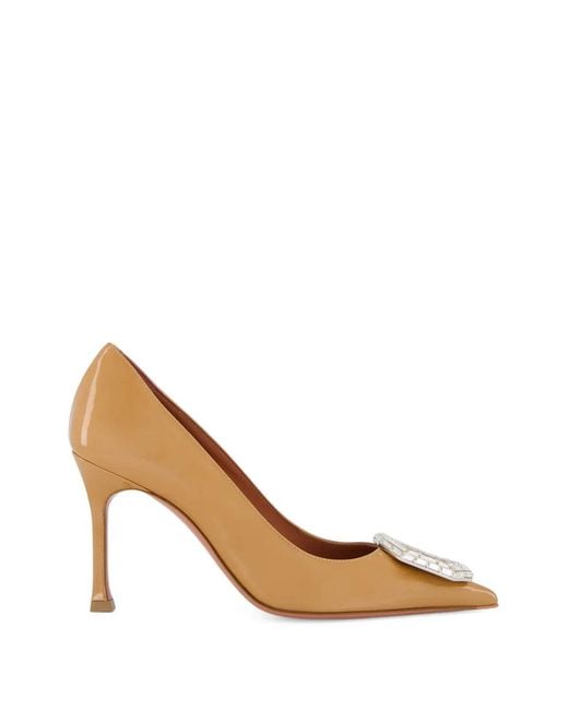 AMINA MUADDI White Camelia Crystal-Embellished Pumps