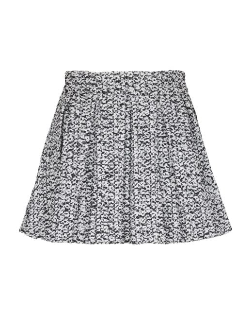 Balmain Gray High-Waisted Tweed Pleated Mini Skirt