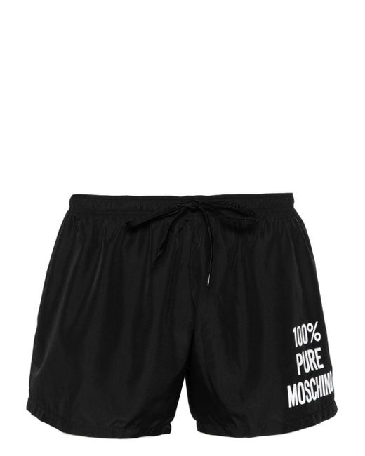 Moschino Black Logo-printed Swim Shorts for men