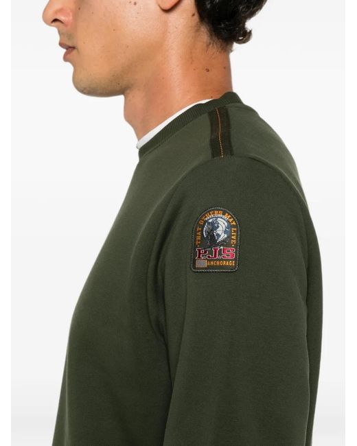 Parajumpers Green Logo-Patch Sweater for men