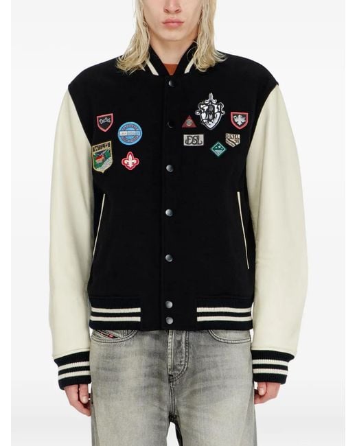 DIESEL Black Veste En Cuir À Patch L-Arry-Patch for men