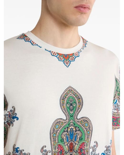 Etro Gray Cotton T-Shirt Roma for men
