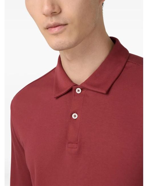 Polo A Maniche Lunghe di Boggi in Red da Uomo