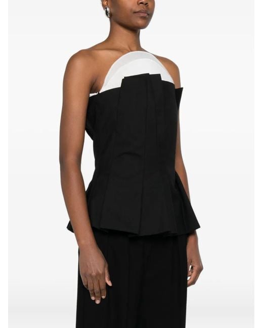Rohe Black Pleated Bustier Top