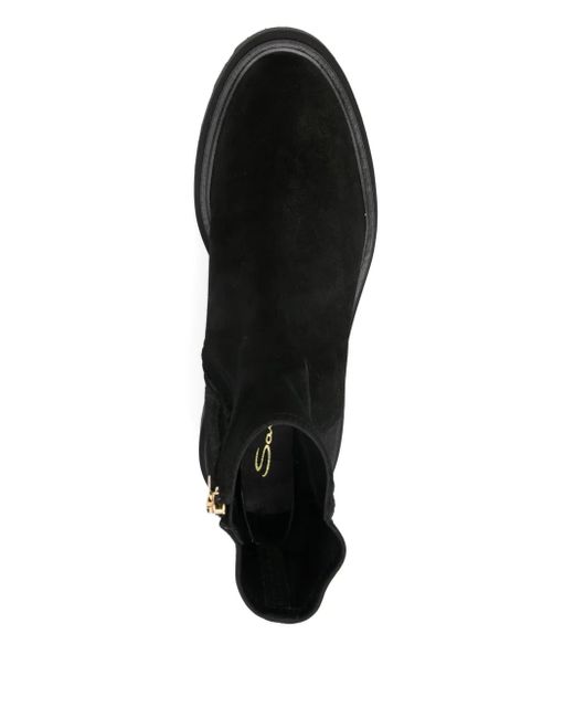 Santoni Black Buckle-Fastening Boots