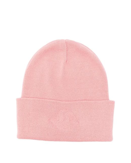 Fiorucci Pink Embroidered Cotton Beanie Hat