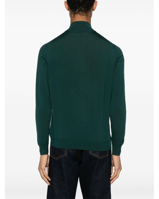 Kiton Stehkragen-Pullover mit kurzem Reißverschluss in Green für Herren