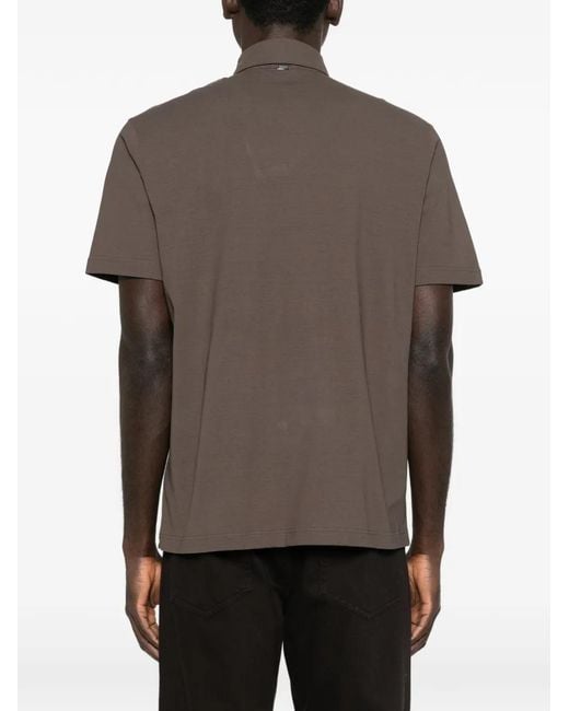 Herno Brown Button-Up Polo Shirt for men
